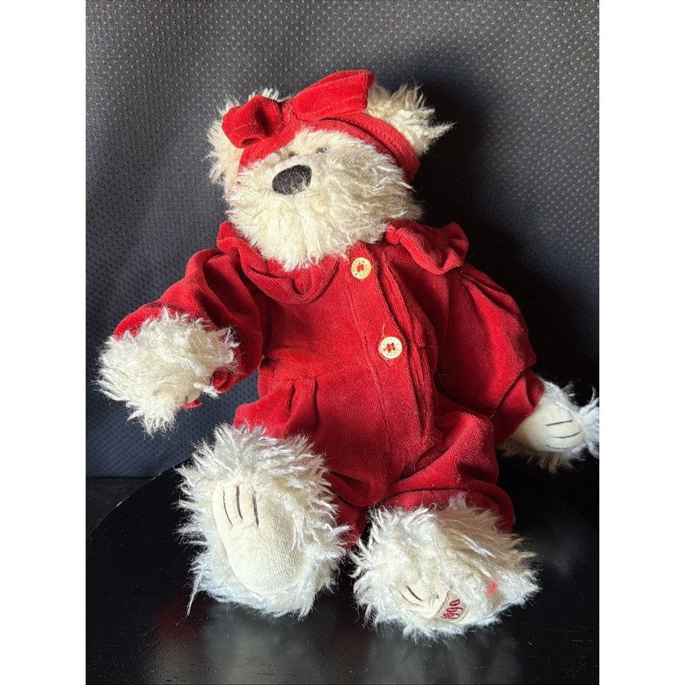 BOYDS‎ BEARS 1999 Y2K WHITE & RED GIRL TEDDY BEAR